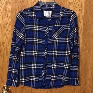 Justice Flannel Comfy Embellished Shirt Sz 14. Soft - stylish